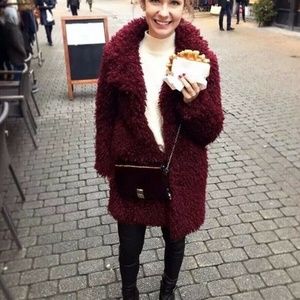 Zara Burgundy Teddy Coat